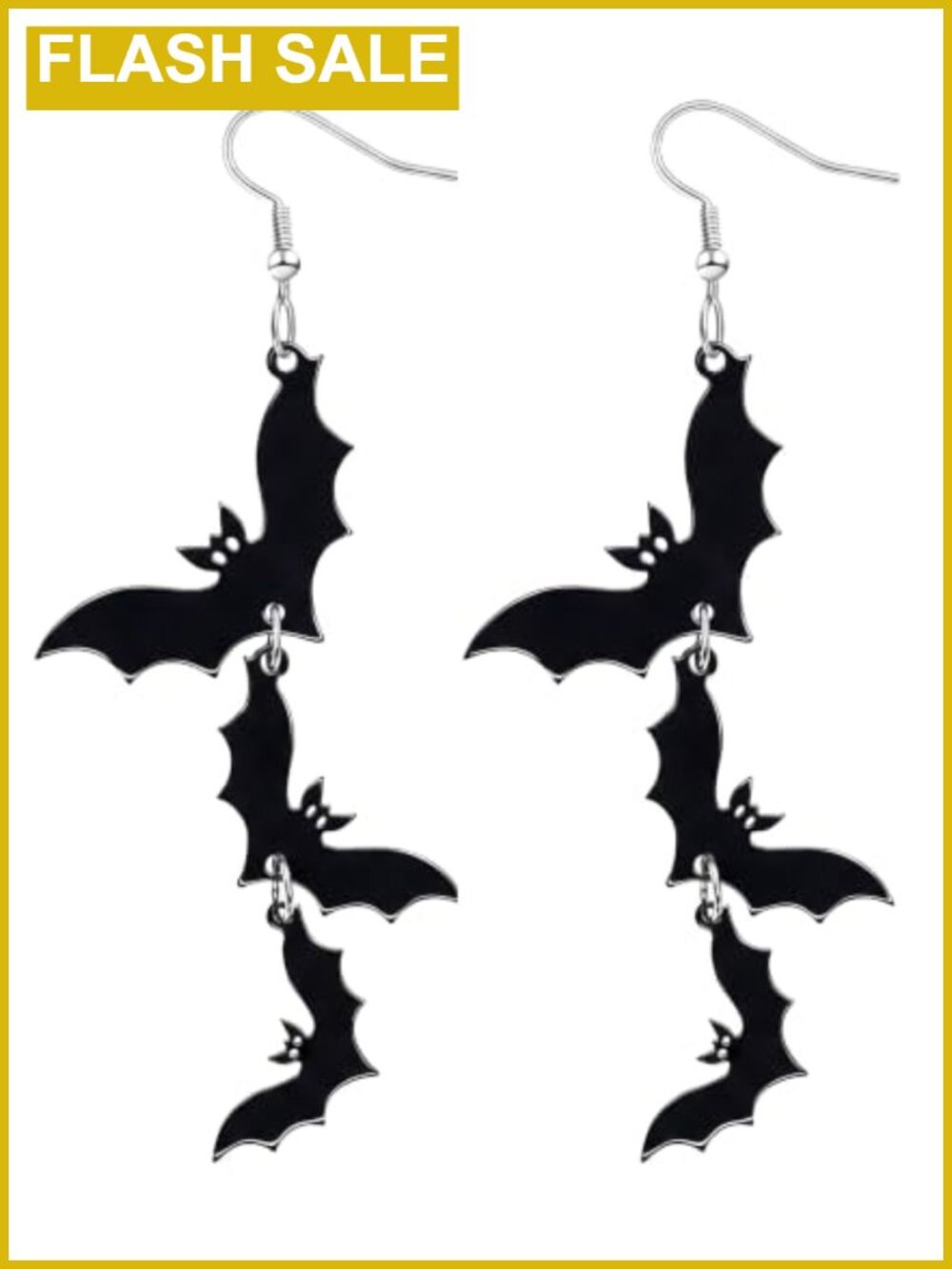 Dangle Triple Bat Earrings, Acrylic, French Wire, Halloween Costume Accessory